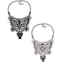 Zinc Alloy Necklace, with Crystal, with 2.7lnch extender chain, antique silver color plated, for woman & faceted & with rhinestone 130mm Approx 17.7 Inch 