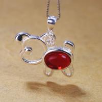 Sterling Silver Animal Pendants, 925 Sterling Silver, Dog & for woman & with cubic zirconia Approx 2-3mm 