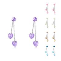 CRYSTALLIZED™ Elements Crystal Drop Earring, Brass, with CRYSTALLIZED™, Heart, platinum plated, for woman & faceted nickel, lead & cadmium free 