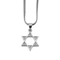 Brass Sweater Necklace, Hexagram, plated, Unisex & snake chain & with cubic zirconia Approx 24 Inch 