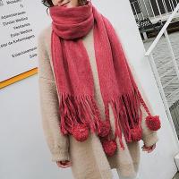 Cashmere and Acrylic Scarf & Shawl, 100% Acrylic, Rectangle, with fluffy ball & for woman 