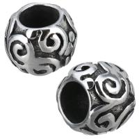 Stainless Steel Large Hole Beads, Drum, blacken Approx 5.5mm 