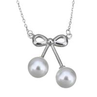 Sterling Silver Pearl Necklace, 925 Sterling Silver, with Freshwater Pearl, with 1.5Inch extender chain, Bowknot, oval chain & for woman 1mm Approx 16 Inch 