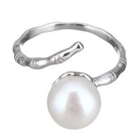 Cultured Freshwater Pearl Finger Ring, 925 Sterling Silver, with Freshwater Pearl, for woman, 9mm, US Ring 