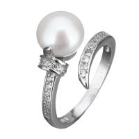 Cultured Freshwater Pearl Finger Ring, 925 Sterling Silver, with Freshwater Pearl, micro pave cubic zirconia & for woman, 12mm, US Ring .5 