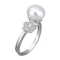 Cultured Freshwater Pearl Finger Ring, 925 Sterling Silver, with Freshwater Pearl, for woman, 7mm, 9mm, US Ring 
