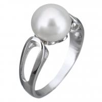 Cultured Freshwater Pearl Finger Ring, 925 Sterling Silver, with Freshwater Pearl, for woman, 9mm, US Ring .5 