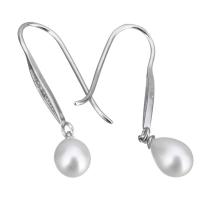 Sterling Silver Pearl Drop Earring, 925 Sterling Silver, with Freshwater Pearl, micro pave cubic zirconia & for woman, 39mm 1mm 