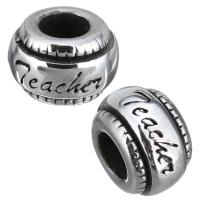 Stainless Steel European Beads, Wheel, with letter pattern & without troll & blacken Approx 5mm 