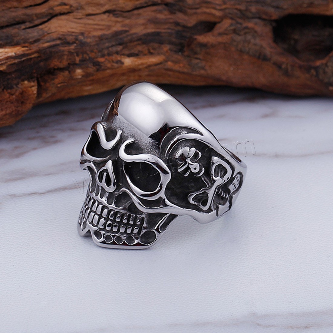 Titanium Steel Finger Ring, Skull, different size for choice & for man & blacken, 8mm, Sold By PC
