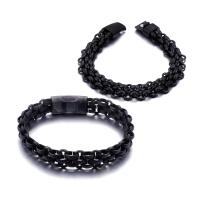 Titanium Steel Bracelet, black ionic, multilayer & for man, 13mm Approx 9 Inch 