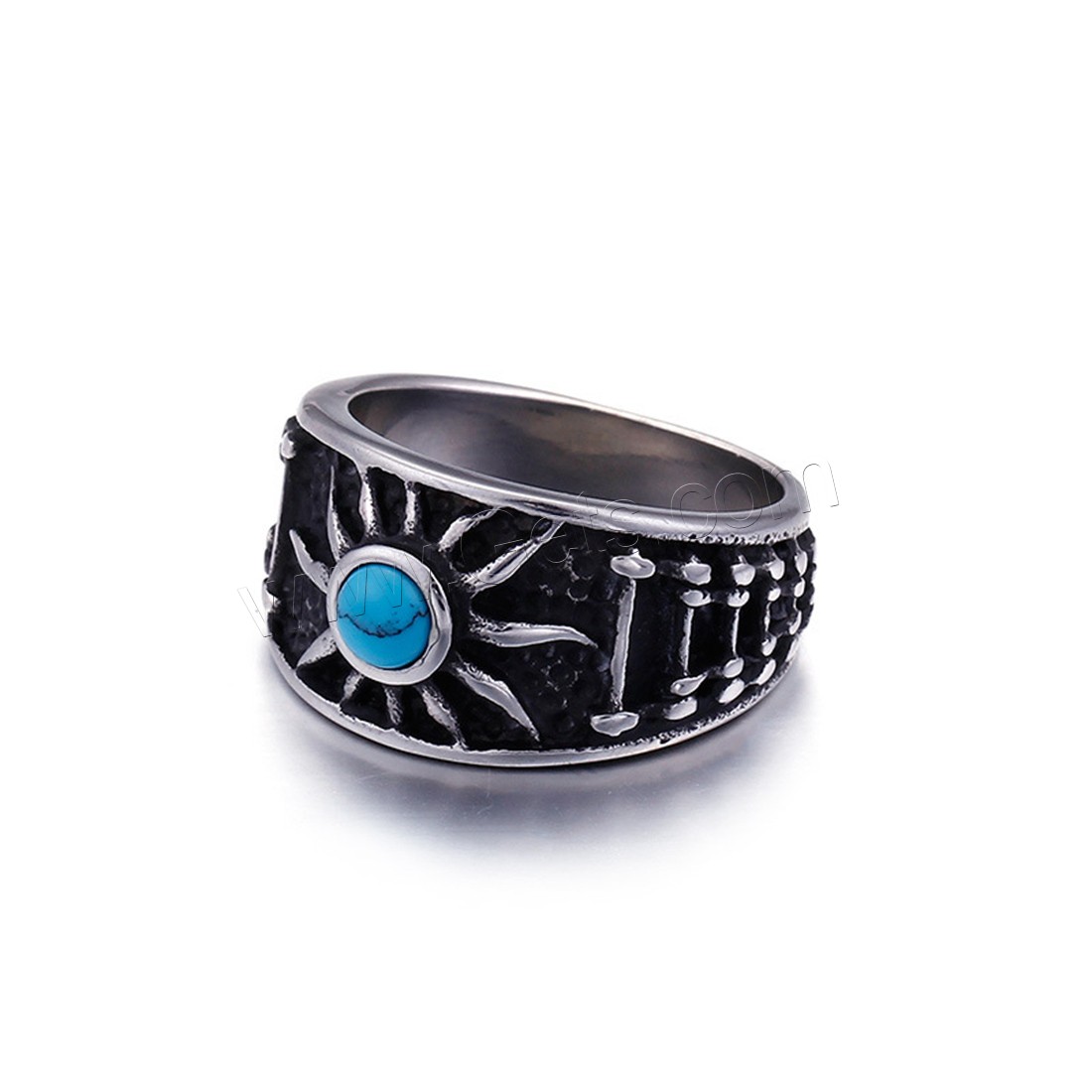Мужские титановые свадебные кольца и обручальные кольца, титан, с бирюза, разный размер для выбора & Мужский & чернеют, 5mm, продается PC