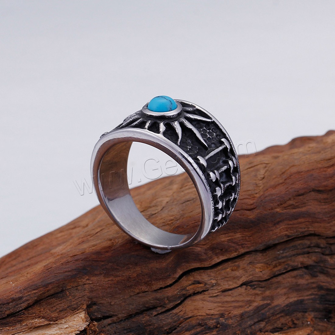 Мужские титановые свадебные кольца и обручальные кольца, титан, с бирюза, разный размер для выбора & Мужский & чернеют, 5mm, продается PC