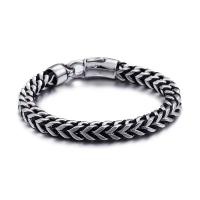 Titanium Steel Bracelet, with Leather, polished, for man, 8mm Approx 9 Inch 