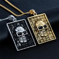 Stainless Steel Sweater Chain Necklace, Titanium Steel, Skull, plated, polished & box chain & for man & blacken Approx 24 Inch 