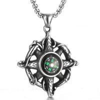 Stainless Steel Sweater Chain Necklace, Titanium Steel, polished, with compass & Unisex & box chain & blacken Approx 24 Inch 