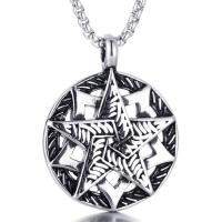 Stainless Steel Sweater Chain Necklace, Titanium Steel, pentagram, polished, box chain & for man & blacken Approx 24 Inch 