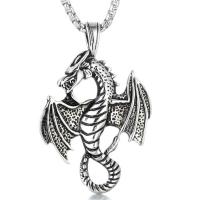 Stainless Steel Sweater Chain Necklace, Titanium Steel, Dragon, polished, box chain & for man & blacken Approx 24 Inch 