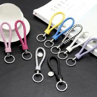 PU Leather Key Chain, with Zinc Alloy, silver color plated 130mm Approx 5 Inch 
