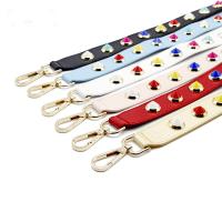 Bag Straps, PU Leather, with Zinc Alloy, gold color plated, with rivet stud & for woman 30mm Approx 31 Inch 