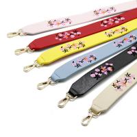 Bag Straps, PU Leather, with Zinc Alloy, gold color plated, embroidered & with flower pattern & for woman 39mm Approx 38.3 Inch 