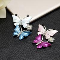 Mobile Phone DIY Decoration, Zinc Alloy, Butterfly, silver color plated, enamel & with rhinestone 