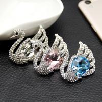 Mobile Phone DIY Decoration, Zinc Alloy, Swan, silver color plated, with rhinestone 