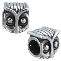 Stainless Steel European Beads, Owl, without troll & blacken Approx 5mm 