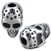 Stainless Steel Large Hole Beads, Skull, blacken Approx 3.5mm 