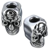 Stainless Steel Beads, Skull, blacken Approx 3.5mm 