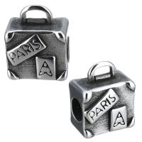 Stainless Steel Bail Bead, Handbag, with letter pattern & blacken Approx 5mm 