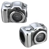 Edelstahl-Perlen-Einstellung, Edelstahl, Kamera, Schwärzen, 13x9.5x8mm, Bohrung:ca. 5mm, Innendurchmesser:ca. 5mm, verkauft von PC