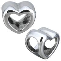Stainless Steel Large Hole Beads, Heart, original color Approx 5.5mm 