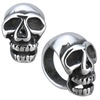 Stainless Steel Large Hole Beads, Skull, blacken Approx 8mm 