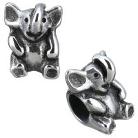 Stainless Steel Large Hole Beads, Elephant, blacken Approx 5.5mm 