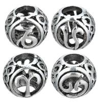 Zinc Alloy European Beads, 12 Signs of the Zodiac, antique silver color plated & without troll & hollow Approx 4.5mm 