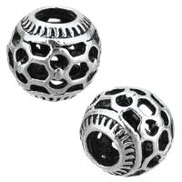 Zinc Alloy European Beads, Drum, antique silver color plated, hollow Approx 4mm 