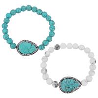 Turquoise Bracelets, Synthetic Turquoise, with Rhinestone Clay Pave, Teardrop, for woman 8mm Approx 8 Inch 