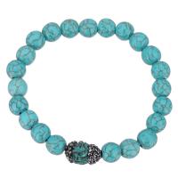 Turquoise Bracelets, Synthetic Turquoise, with Rhinestone Clay Pave, Unisex 8mm Approx 8 Inch 