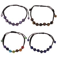 Gemstone Woven Ball Bracelets, with Nylon Cord, Round & Unisex & adjustable, 8mm, 5mm Approx 3-6 Inch 