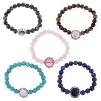 Gemstone Bracelets, with Rhinestone Clay Pave & White Shell & Unisex Approx 8 Inch 