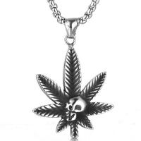 Stainless Steel Sweater Chain Necklace, Titanium Steel, Leaf, polished, box chain & for man & blacken Approx 30 Inch 