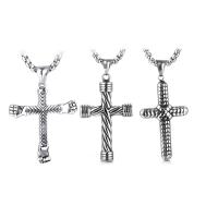 Stainless Steel Sweater Chain Necklace, Titanium Steel, Cross, polished, box chain & for man & blacken Approx 24 Inch 