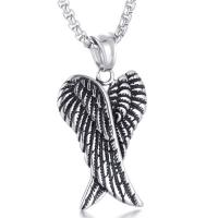 Stainless Steel Sweater Chain Necklace, Titanium Steel, Angel Wing, polished, box chain & for man & blacken Approx 24 Inch 