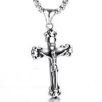 Stainless Steel Sweater Chain Necklace, Titanium Steel, Cross, polished, Unisex & box chain & blacken Approx 24 Inch 