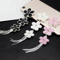 Mobile Phone DIY Decoration, Zinc Alloy, with Resin, Oriental Cherry, silver color plated, faceted & with rhinestone 