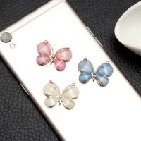 Téléphone portable DIY Kit, alliage de zinc, avec cristal, papillon, Placage de couleur d'or, facettes, plus de couleurs à choisir Vendu par PC