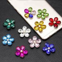 Mobile Phone DIY Decoration, Crystal, with Zinc Alloy, Flower, silver color plated, faceted 