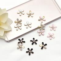 Mobile Phone DIY Decoration, Zinc Alloy, Flower, gold color plated, with rhinestone 