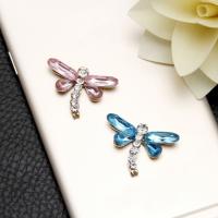Mobile Phone DIY Decoration, Zinc Alloy, with Crystal, Dragonfly, gold color plated, with rhinestone 